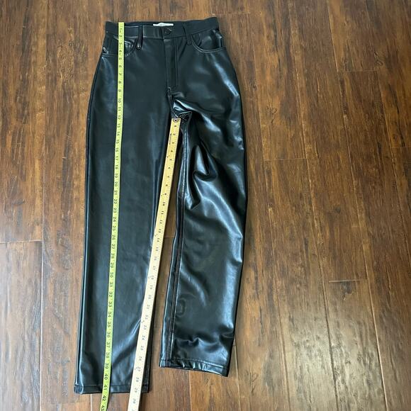 ABERCROMBIE & FITCH The 90s Straight Pants Black Vegan Leather Moto - Picture 12 of 13
